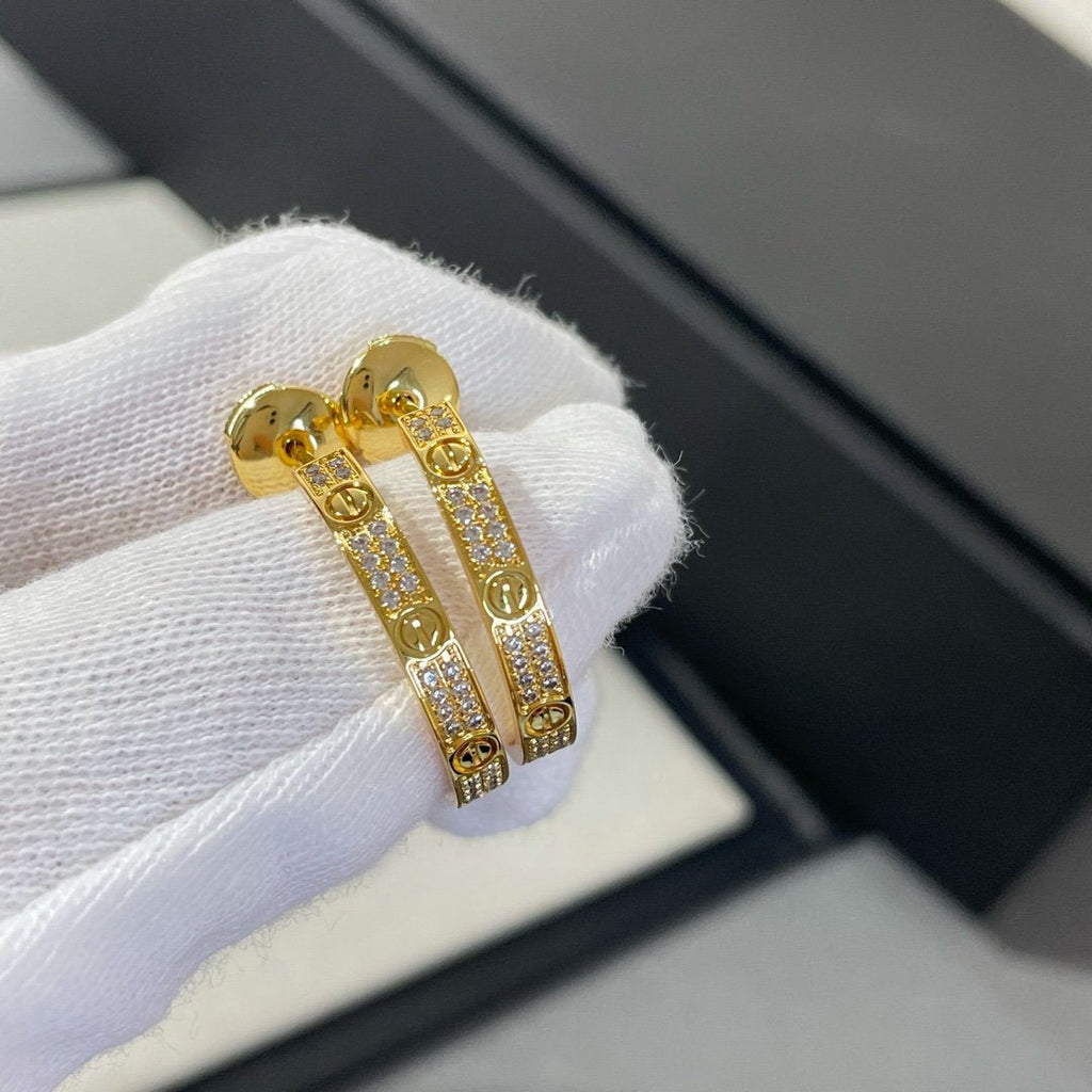 [Imperial] LOVE DIAMOND GOLD HOOP EARRINGS