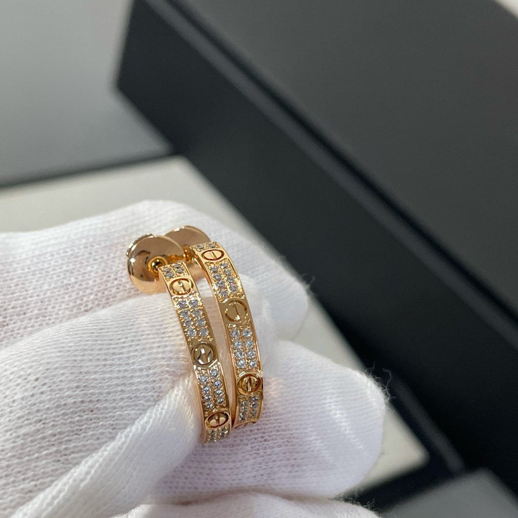 [Imperial] LOVE DIAMOND PINK GOLD HOOP EARRINGS