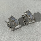 [Imperial] CLOVER CHALCEDONY SILVER STUD EARRINGS