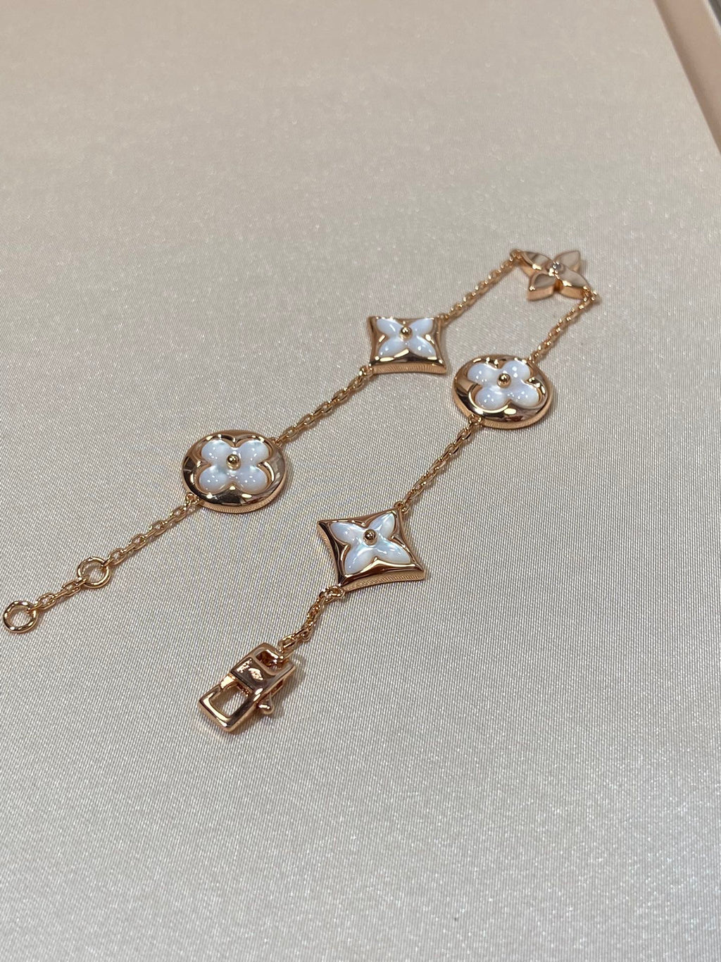 [Imperial] STAR AND SUN 5 MOTIF MOP PINK GOLD BRACELET