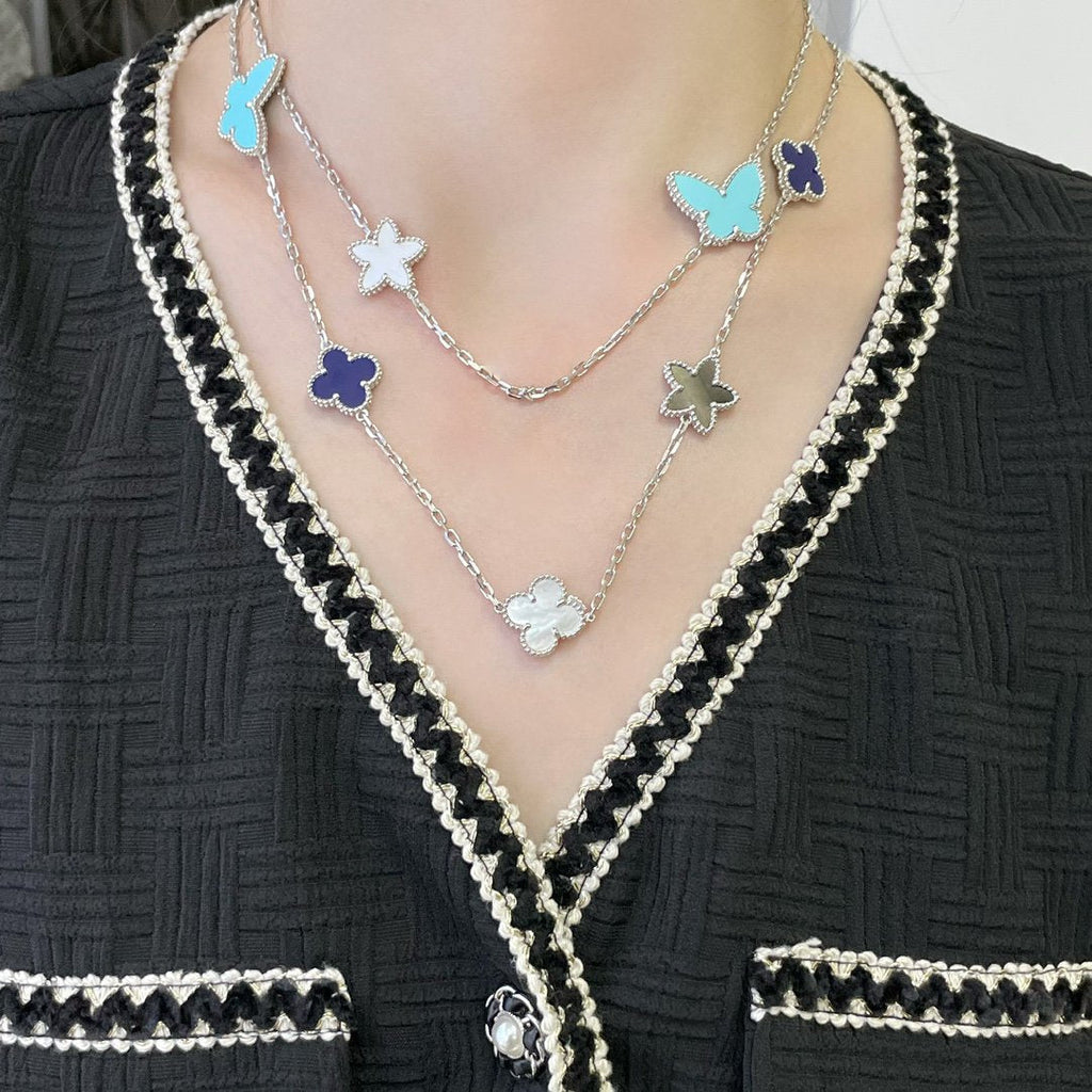 [Imperial] LUCKY CLOVER SILVER 11 MOTIF NECKLACE