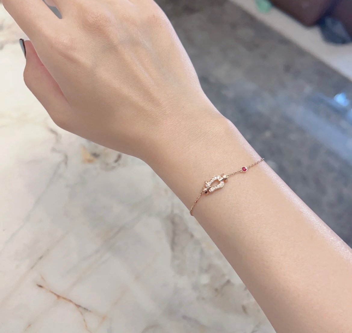 [Imperial] FORCE 10 DIAMOND CHAIN LINK PINK GOLD BRACELET