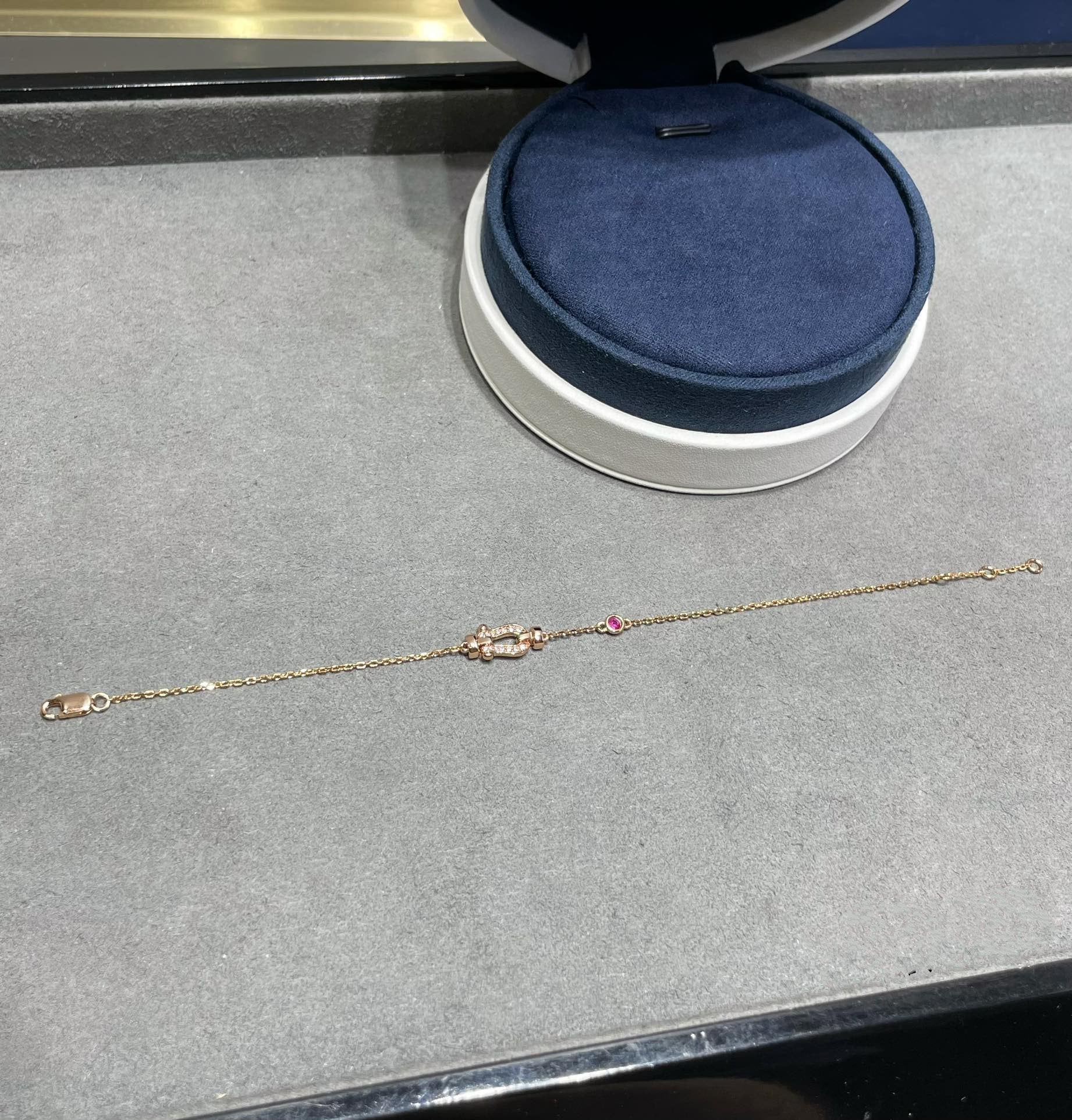 [Imperial] FORCE 10 DIAMOND CHAIN LINK PINK GOLD BRACELET