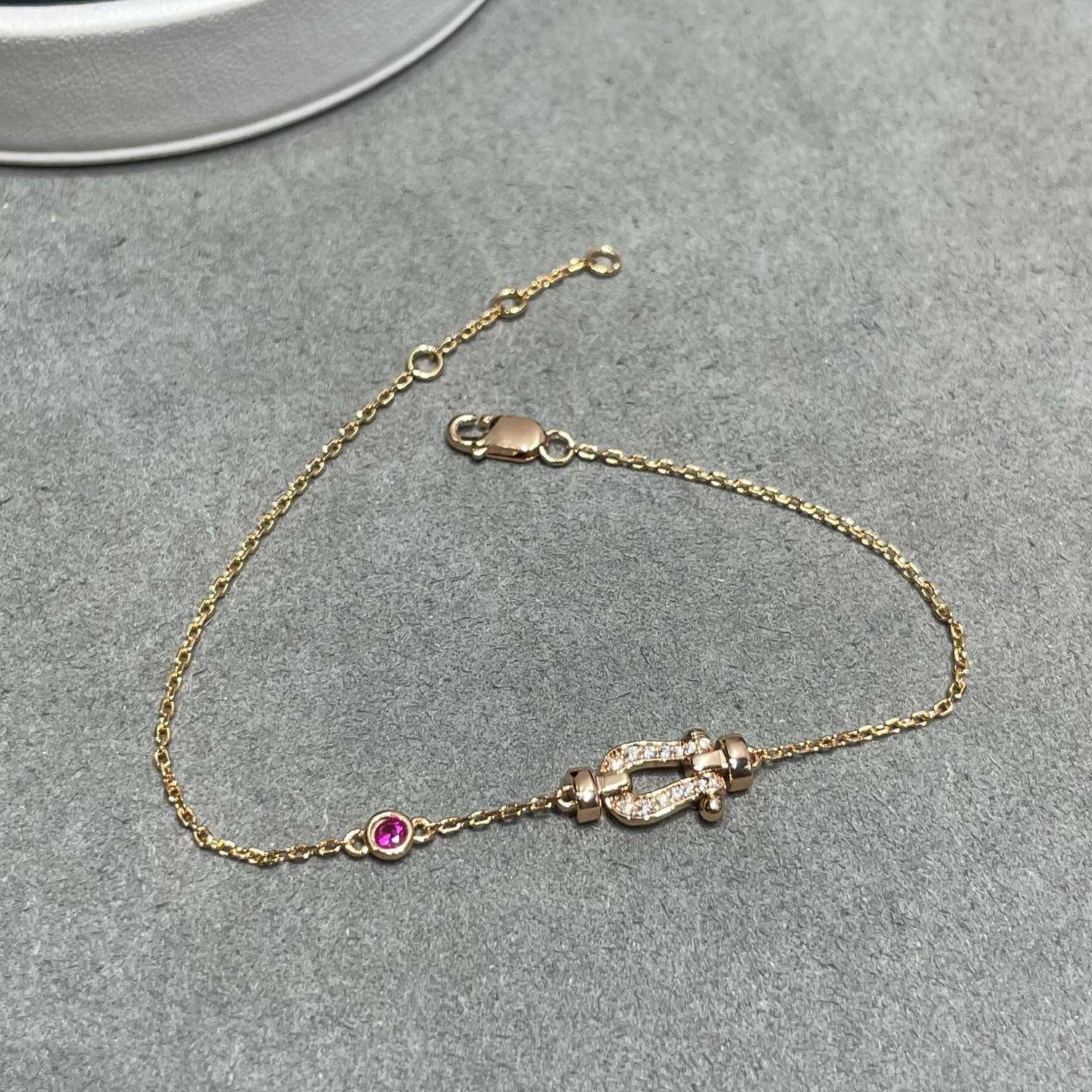[Imperial] FORCE 10 DIAMOND CHAIN LINK PINK GOLD BRACELET