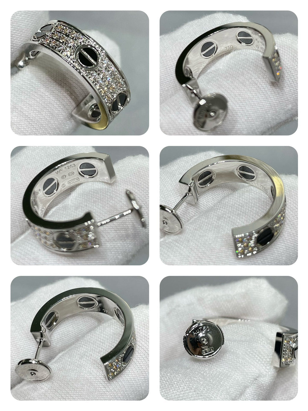 [Imperial] LOVE CERAMIC DIAMOND PAVED SILVER EARRINGS