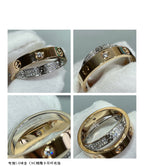 [Imperial] LOVE PINK GOLD SILVER DIAMOND DOUBLE RING