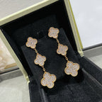 [Imperial] CLOVER 3 MOTIFS DIAMOND PAVED ROSE GOLD EARRINGS