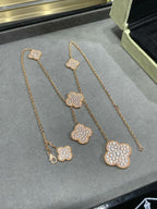 [Imperial] CLOVER 6 MOTIF DIAMOND PAVED NECKLACE