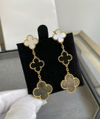 [Imperial] CLOVER 3 MOTIF MOP ONYX DARK MOP PINK GOLD EARRINGS