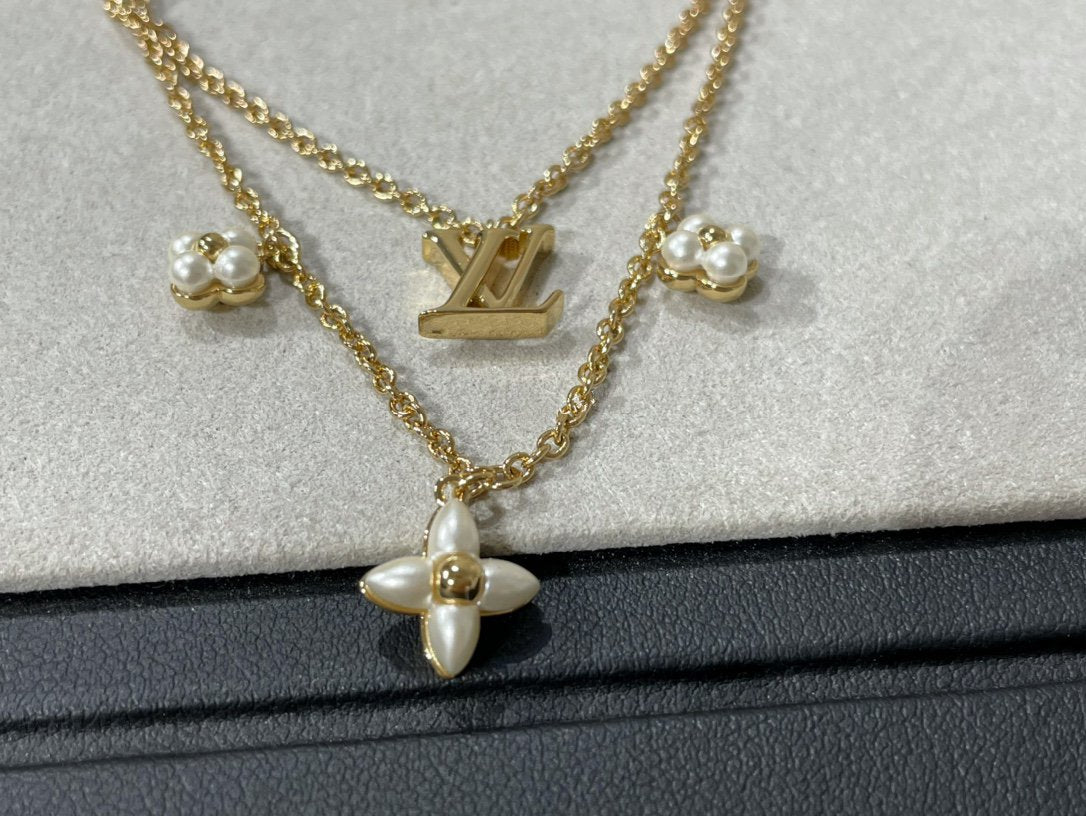 [Imperial] FLOWERGRAM GOLD MOP DOUBLE ROW NECKLACE