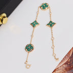 [Imperial] STAR AND SUN 4 MOTIF PINK GOLD MALACHITE BRACELET