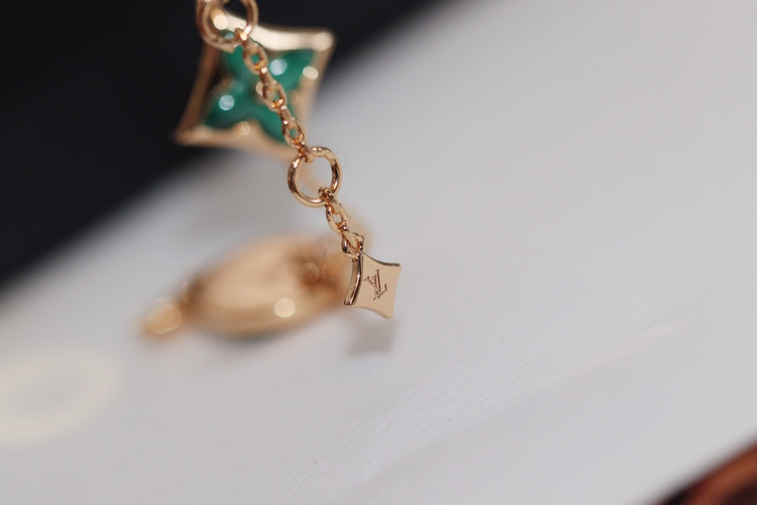 [Imperial] STAR AND SUN 4 MOTIF PINK GOLD MALACHITE BRACELET