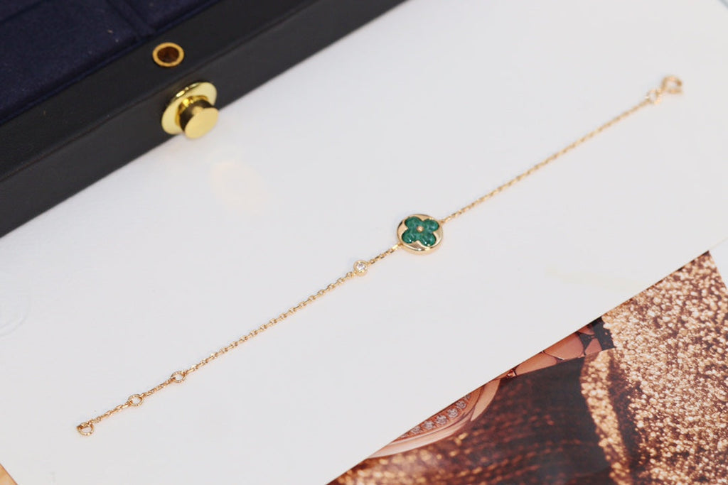 [Imperial] STAR AND SUN 4 MOTIF PINK GOLD MALACHITE BRACELET