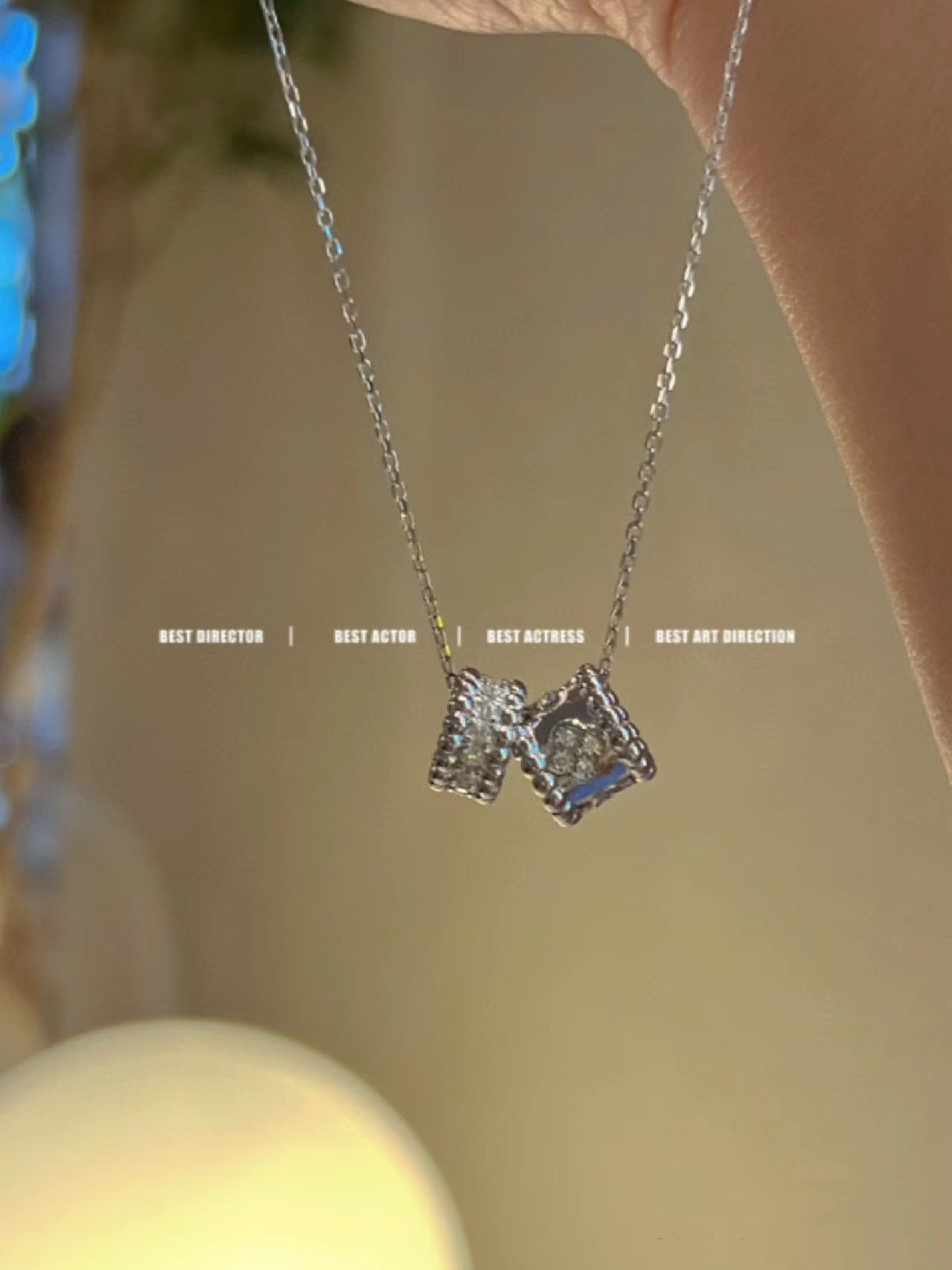 [Imperial] PERLEE DOUBLE PENDANT SILVER DIAMOND NECKLACE