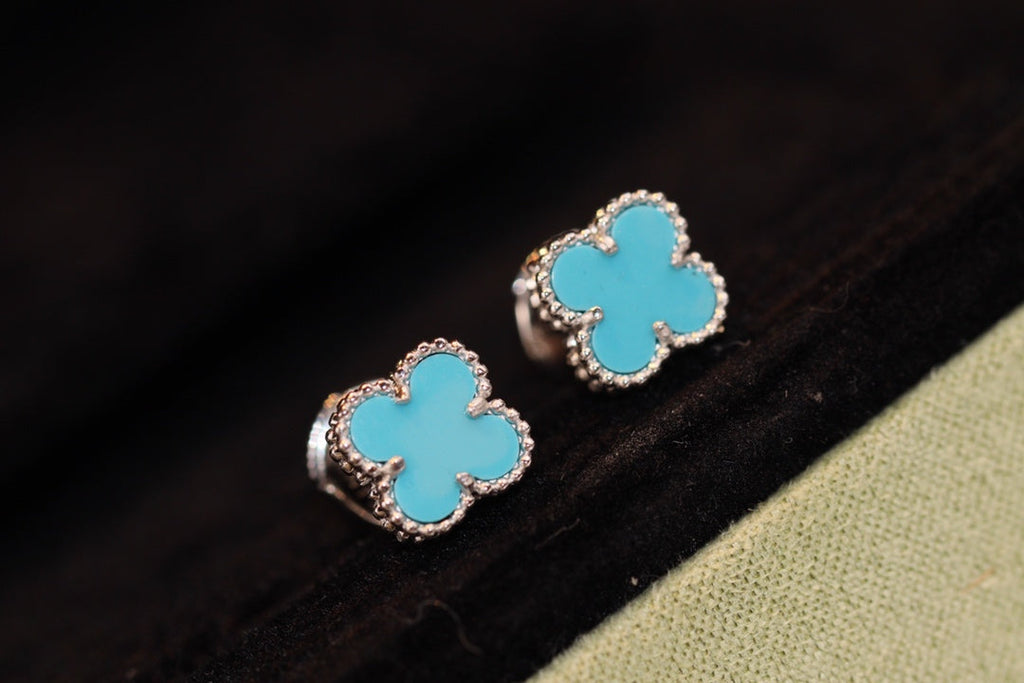 [Imperial] CLOVER MINI TURQUOISE SILVER STUD EARRINGS