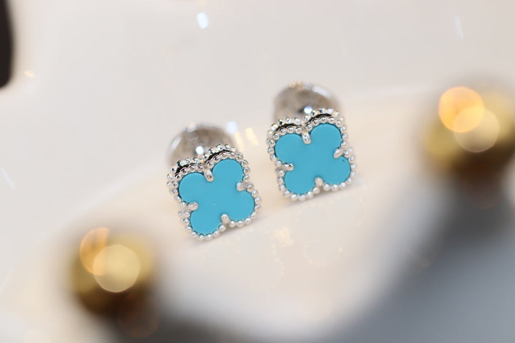 [Imperial] CLOVER MINI TURQUOISE SILVER STUD EARRINGS