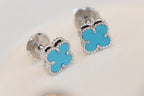 [Imperial] CLOVER MINI TURQUOISE SILVER STUD EARRINGS