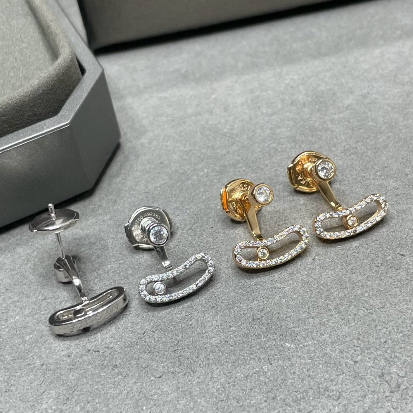 [Imperial] MOVE UNO PINK GOLD DIAMOND EARRINGS