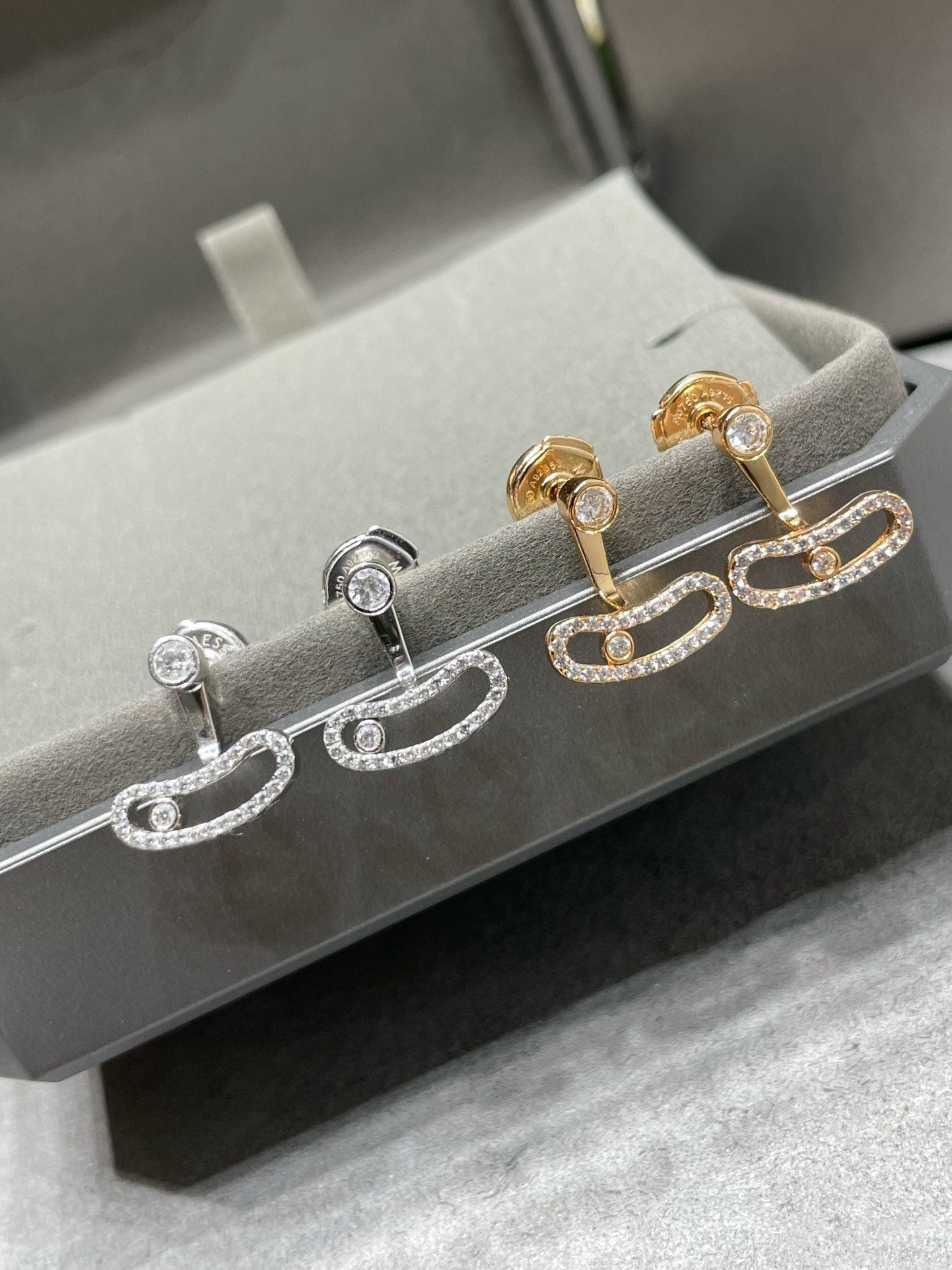 [Imperial] MOVE UNO PINK GOLD DIAMOND EARRINGS