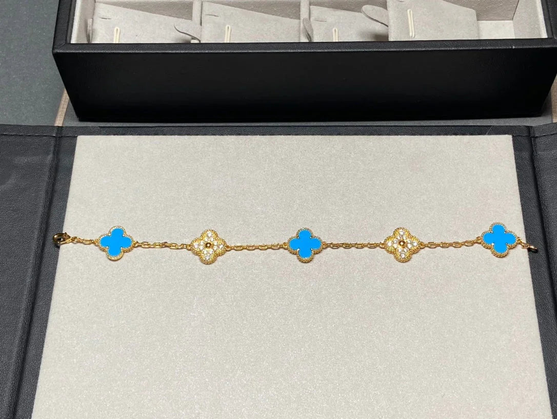 [Imperial]New CLOVER 5 MOTIF BLUE AGATE BRACELET COLLECTION