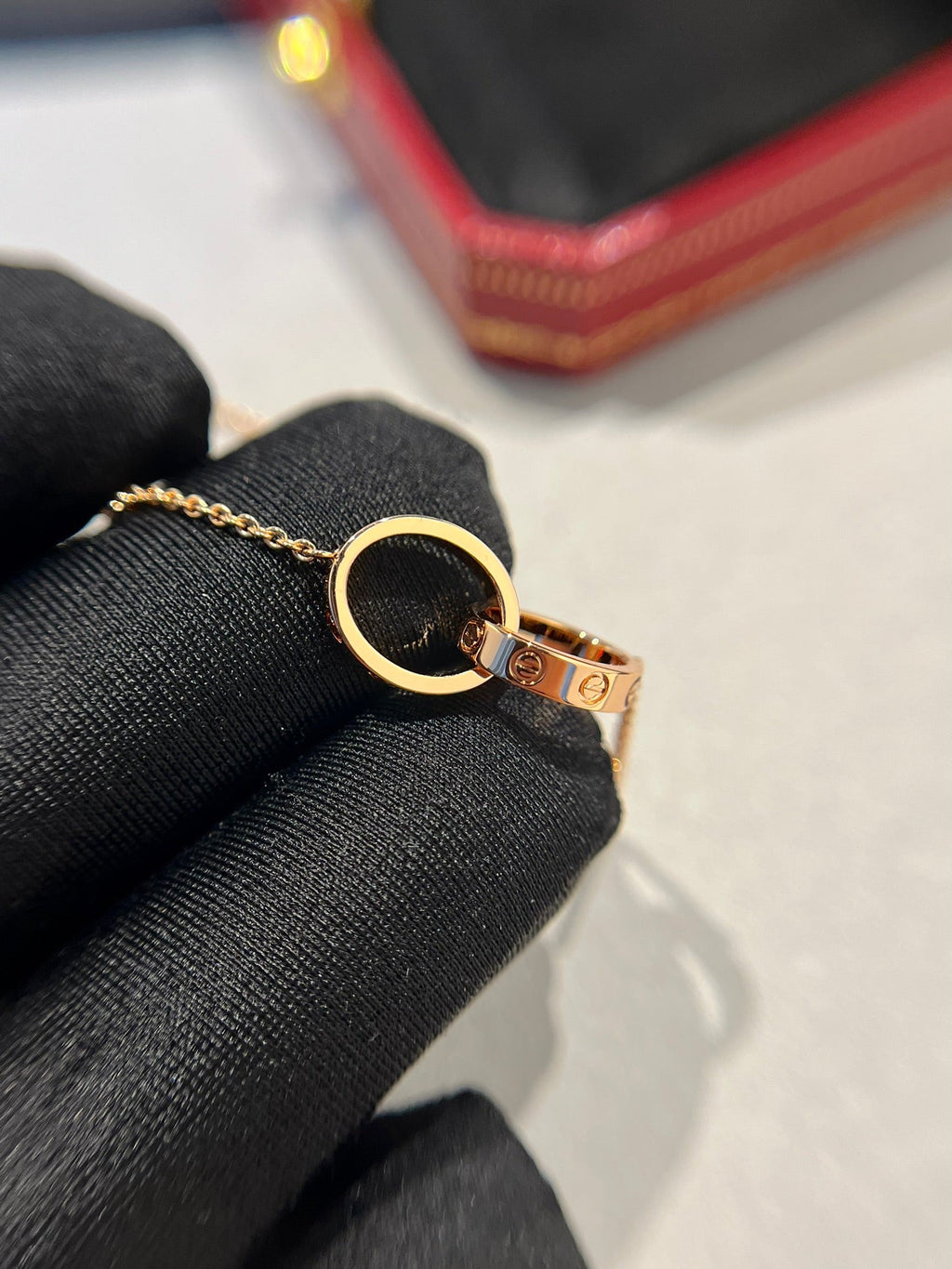 [Imperial] LOVE NECKLACE DOUBLE RING PINK GOLD