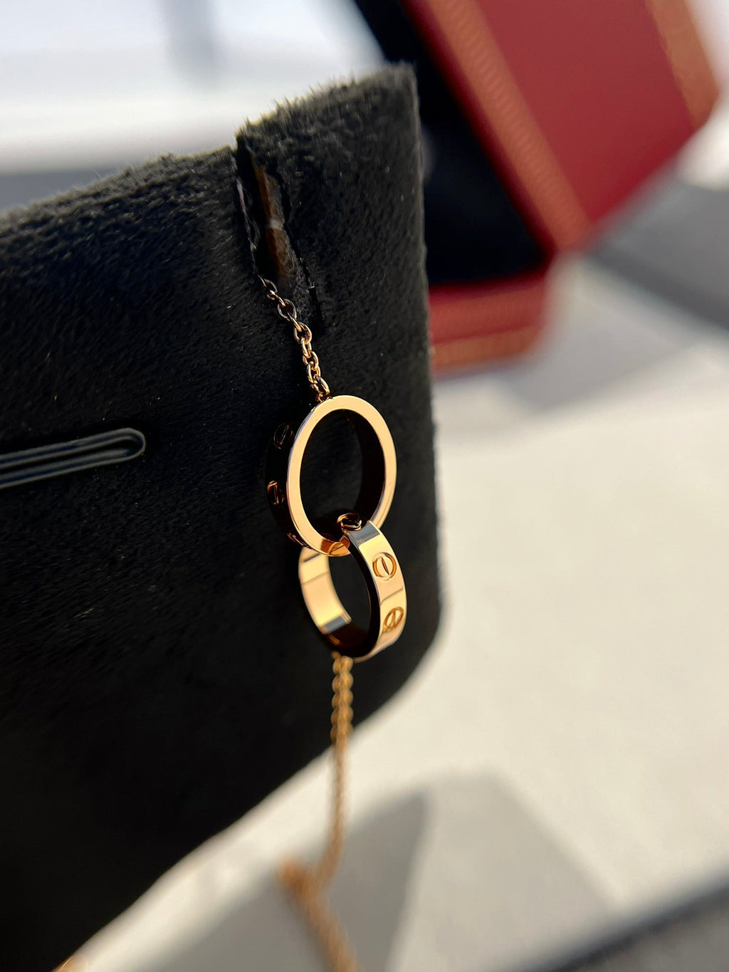 [Imperial] LOVE NECKLACE DOUBLE RING PINK GOLD