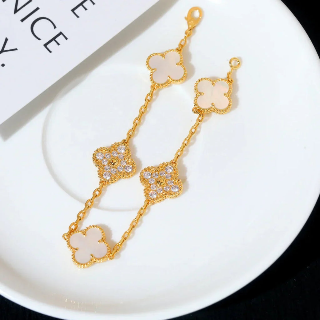 [Imperial]New CLOVER WHITE PEARL MOP 5 MOTIF BRACELET COLLECTION