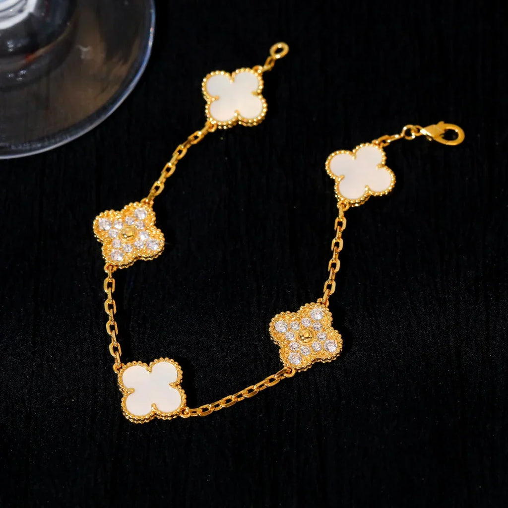 [Imperial]New CLOVER WHITE PEARL MOP 5 MOTIF BRACELET COLLECTION