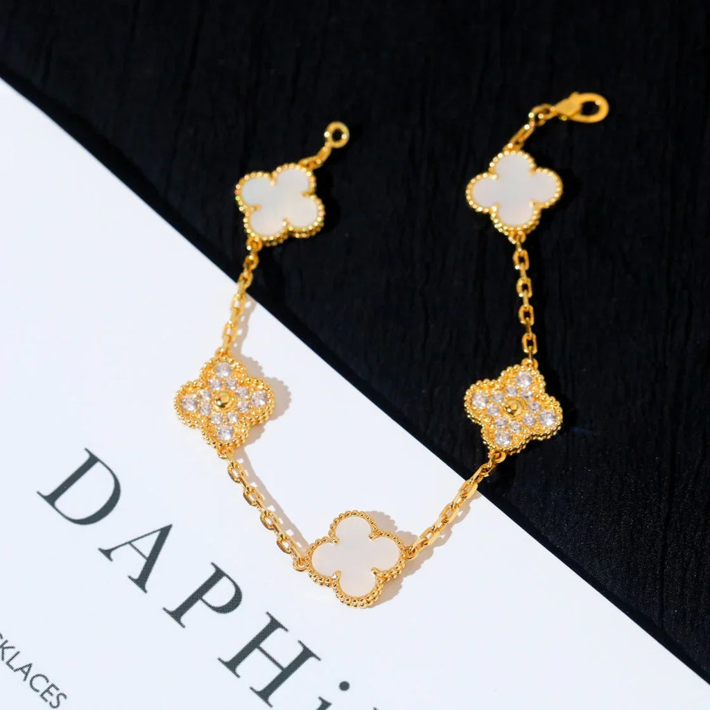 [Imperial]New CLOVER WHITE PEARL MOP 5 MOTIF BRACELET COLLECTION
