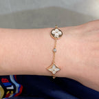 [Imperial] STAR AND SUN 4 MOTIF WHITE MOP PINK GOLD BRACELET