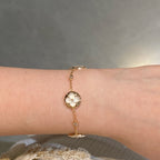 [Imperial] STAR AND SUN 4 MOTIF WHITE MOP PINK GOLD BRACELET