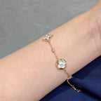 [Imperial] STAR AND SUN 4 MOTIF WHITE MOP PINK GOLD BRACELET