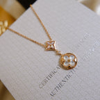 [Imperial] STAR AND SUN WHITE MOP 2 MOTIF PINK GOLD NECKLACE