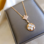 [Imperial] STAR AND SUN WHITE MOP 2 MOTIF PINK GOLD NECKLACE