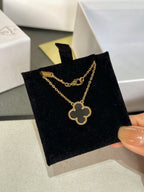[Imperial] CLOVER ROCK CRYSTAL ROSE GOLD NECKLACE