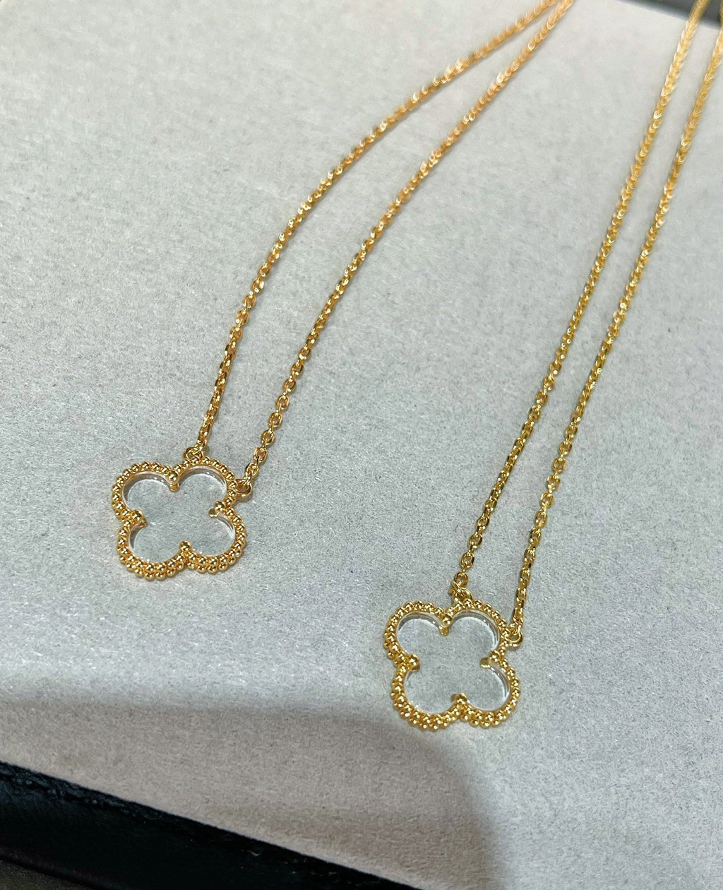 [Imperial] CLOVER ROCK CRYSTAL ROSE GOLD NECKLACE
