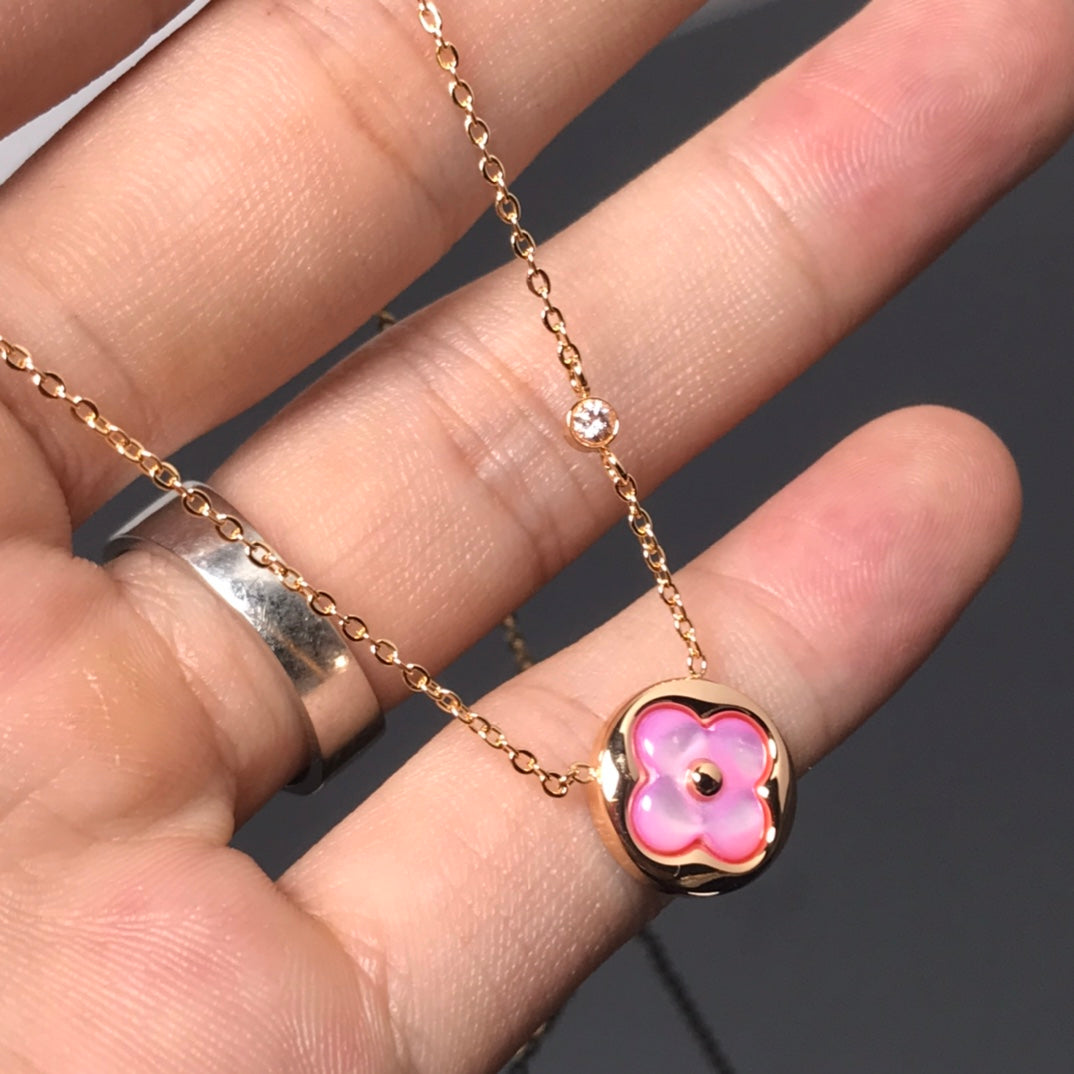 [Imperial] COLOR BLOSSOM PINK MOP SUN GOLD NECKLACE