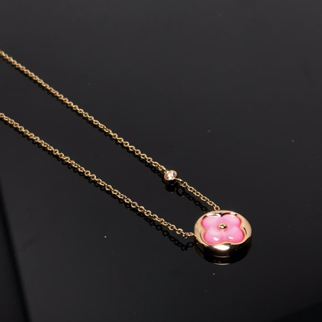 [Imperial] COLOR BLOSSOM PINK MOP SUN GOLD NECKLACE