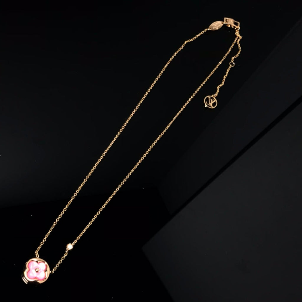 [Imperial] COLOR BLOSSOM PINK MOP SUN GOLD NECKLACE