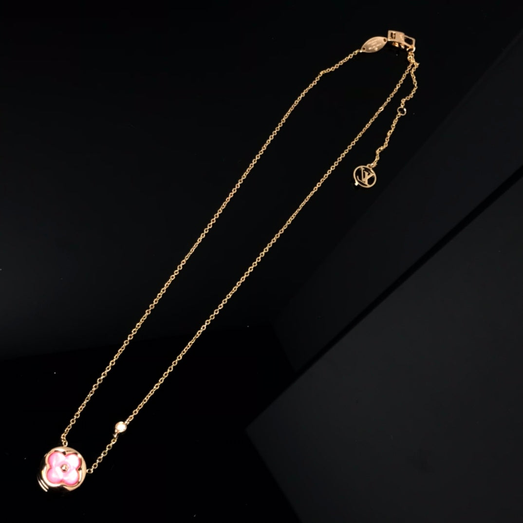 [Imperial] COLOR BLOSSOM PINK MOP SUN GOLD NECKLACE
