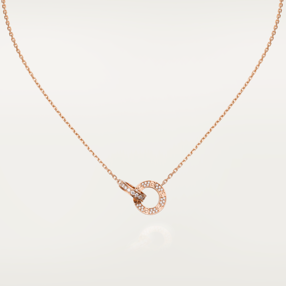 [Imperial] LOVE 7.6MM NECKLACE ROSE GOLD AND SILVER  FULL DIAMOND
