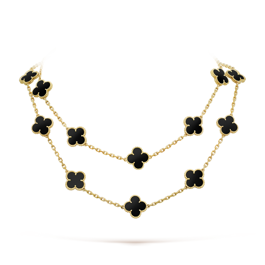 [Imperial] CLOVER 20 MOTIFS ONYX NECKLACE