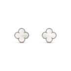 [Imperial] CLOVER MEDIUM 1 MOTIFS  WHITE MOP EARRINGS SILVER