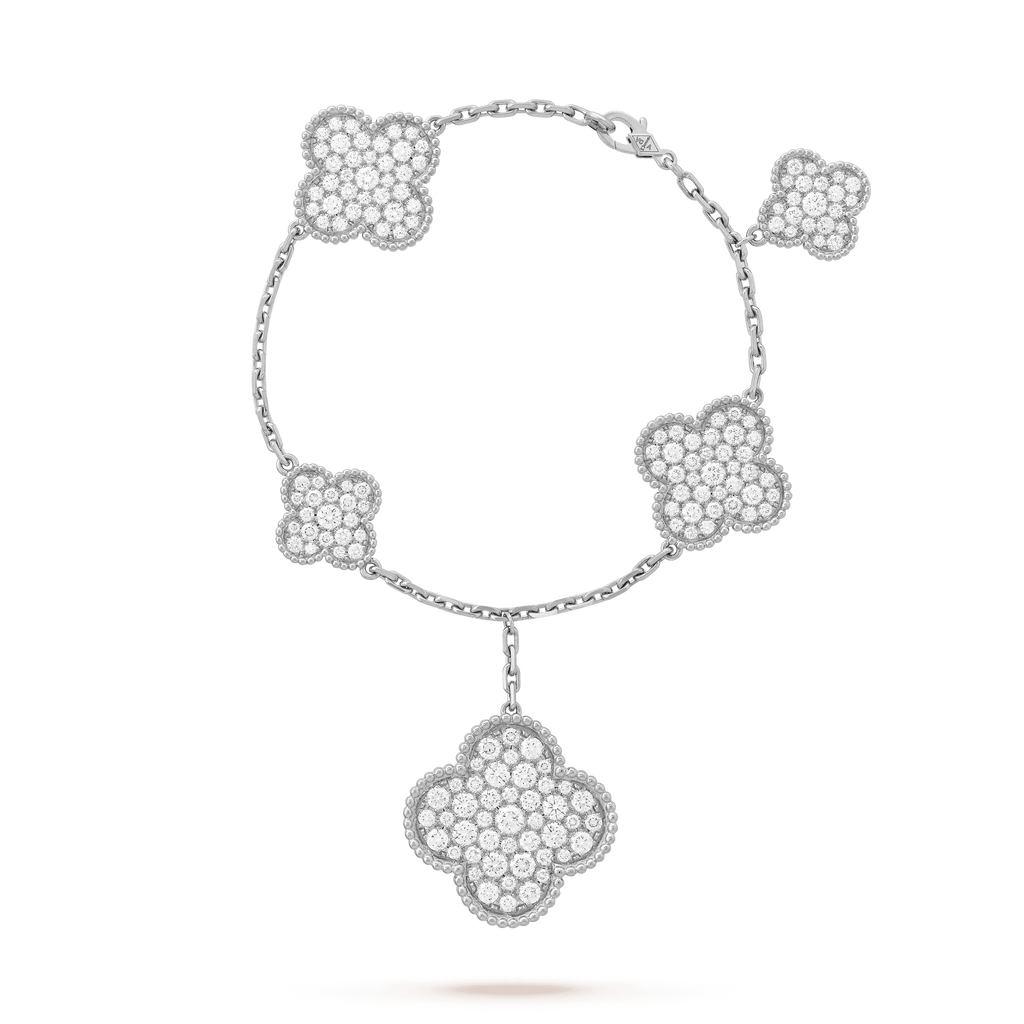 [Imperial] CLOVER 6 MOTIFS SILVER DIAMOND BRACELET