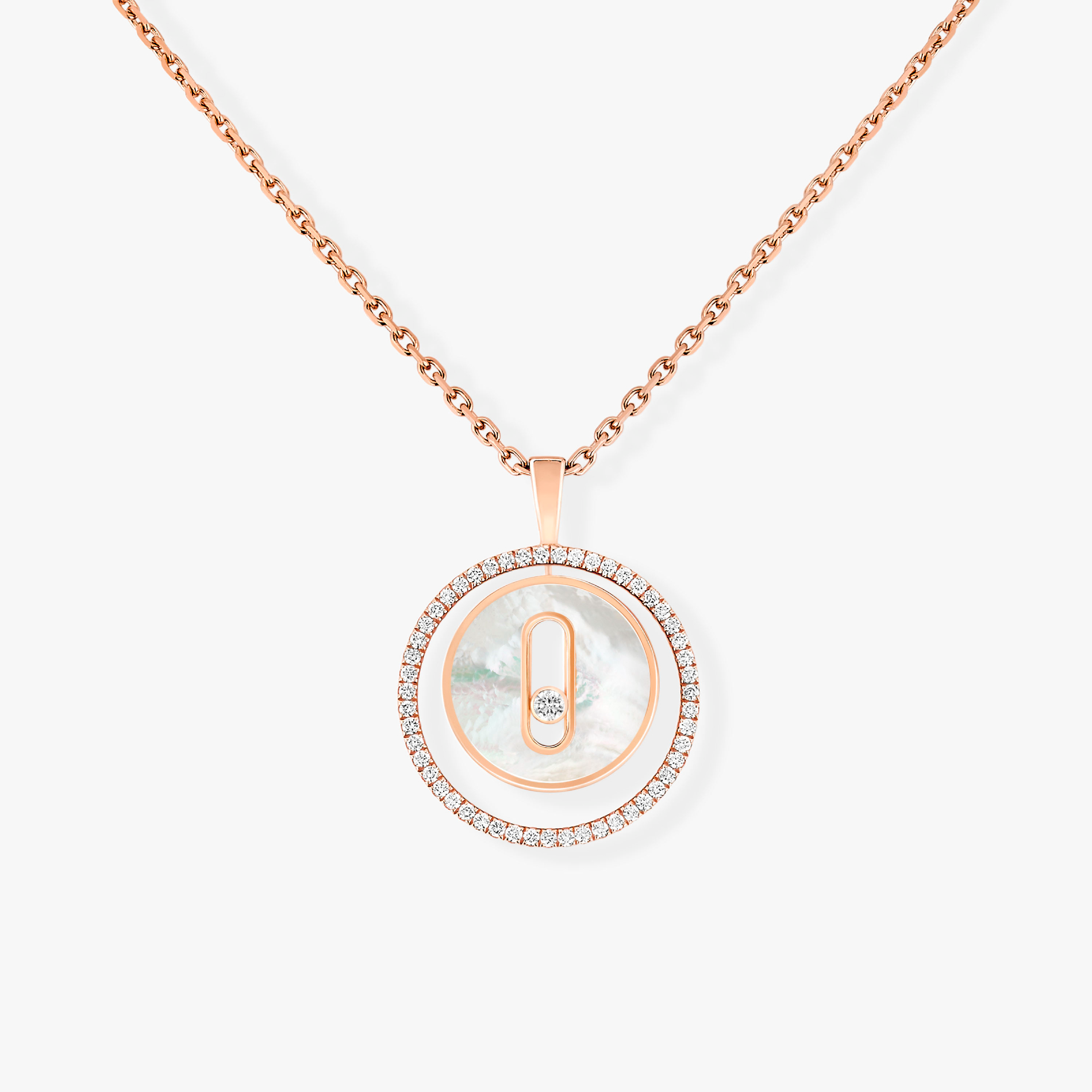 [Imperial]  MOVE 1 DIAMOND WHITE MOTHER OF PEARL PINK GOLD DIAMOND NECKLACE