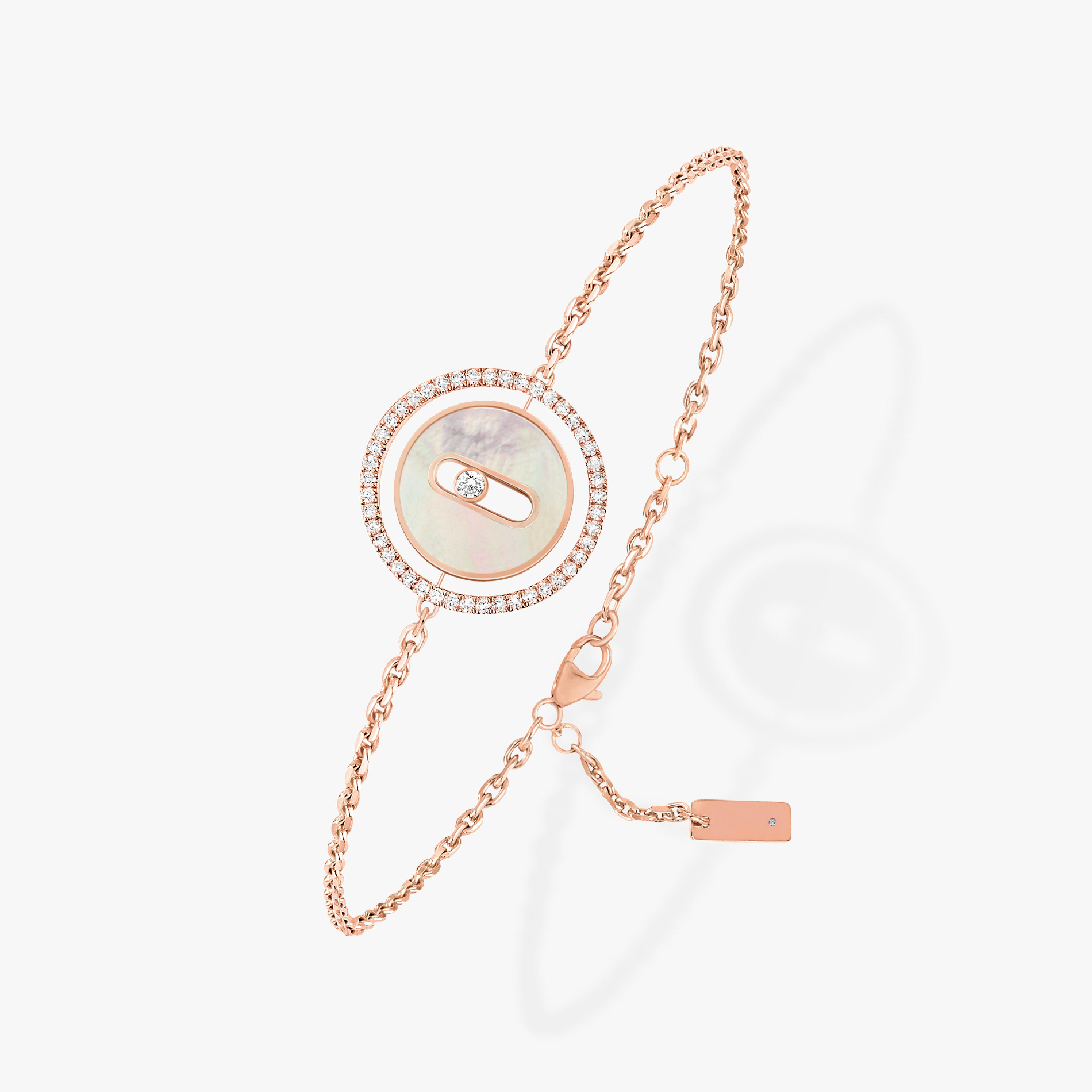 [Imperial] LUCKY MOVE WHITE MOTHER OF PEARL PINK GOLD DIAMOND BRACELET