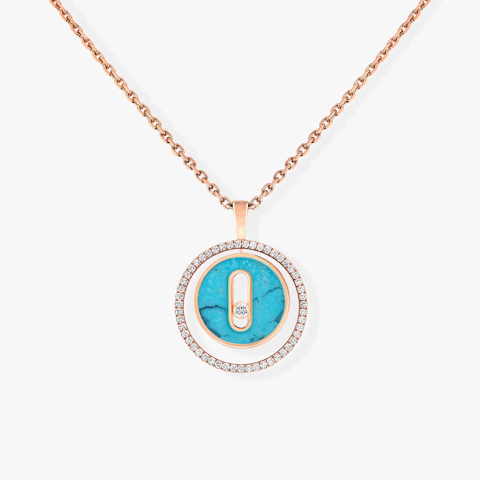 [Imperial]  MOVE 1 DIAMOND TURQUOISE PINK GOLD DIAMOND NECKLACE