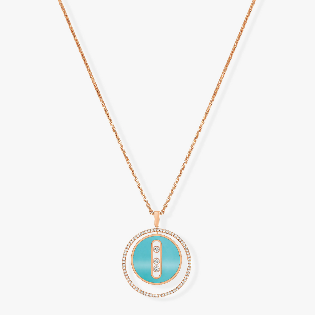 [Imperial]  MOVE 3 DIAMONDS TURQUOISE PINK GOLD DIAMOND NECKLACE