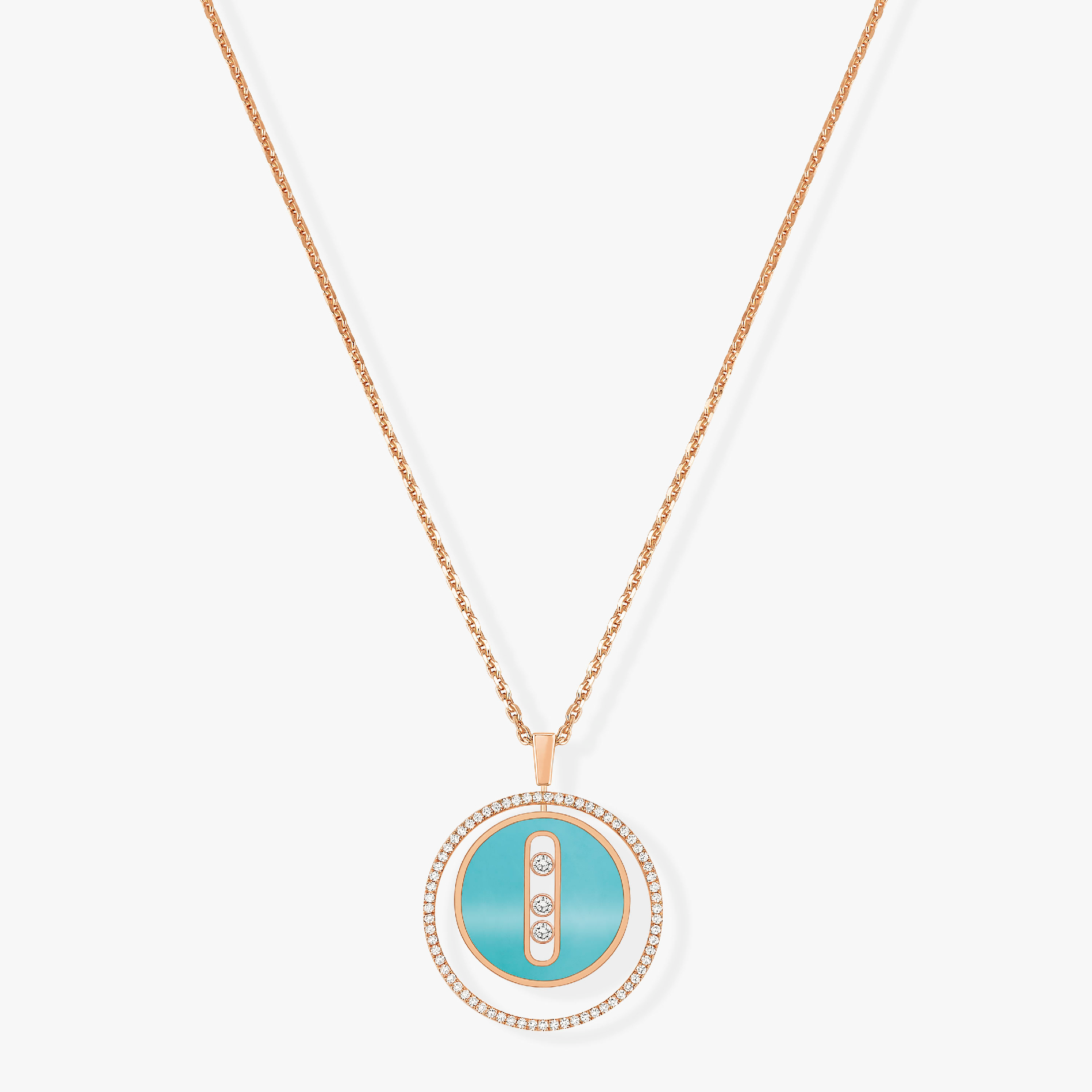 [Imperial]  MOVE 3 DIAMONDS TURQUOISE PINK GOLD DIAMOND NECKLACE