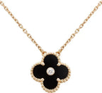 [Imperial] CLOVER 15MM DIAMOND ONYX NECKLACE